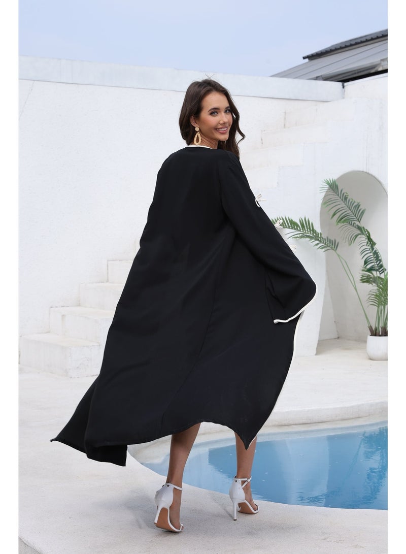 Front Open Abayas for Women Muslim Dress Dubai Prayer Clothes Long Sleeve Islamic Modest - Image 3